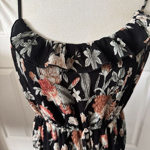 Floral Ribbed Maxi Dress Womens Small Tiered Ruffle Boho Chic Cottagecore Flowy - Picture 2 of 13